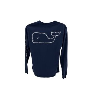 Vineyard Vines Mens Long Sleeve Pocket T-Shirt Navy Blue Whale Logo Size S